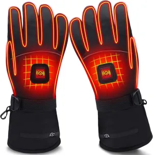 Men's Heated Gloves - Rechargeable Battery Powered Winter Warmers, Touchscreen, Ski, Electric, Waterproof Heating Gloves for Arthritis, Cold Weather
