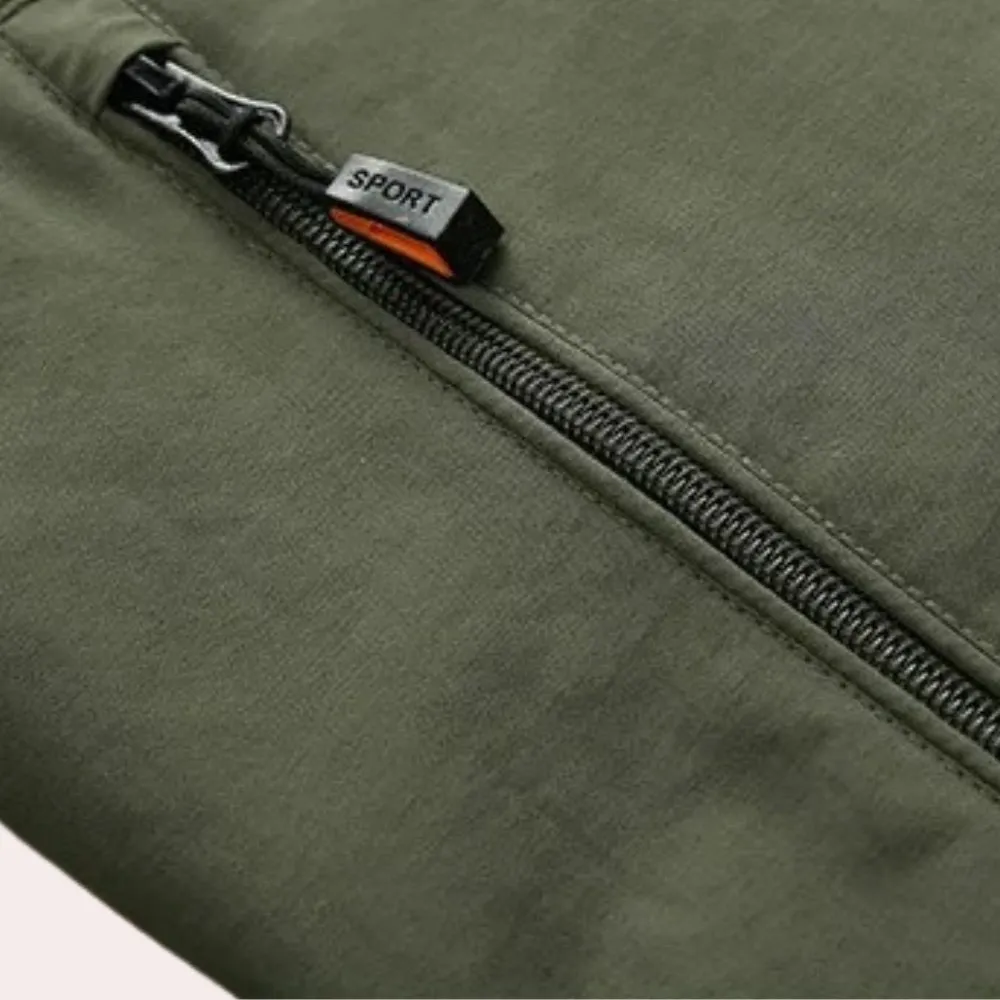 Men's Olive Green Hooded Cargo Jacket - Lightweight Urban Windbreaker