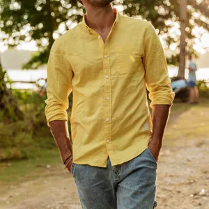 Men's Yellow Linen Shirt - Lightweight, Breathable, Tailored Fit