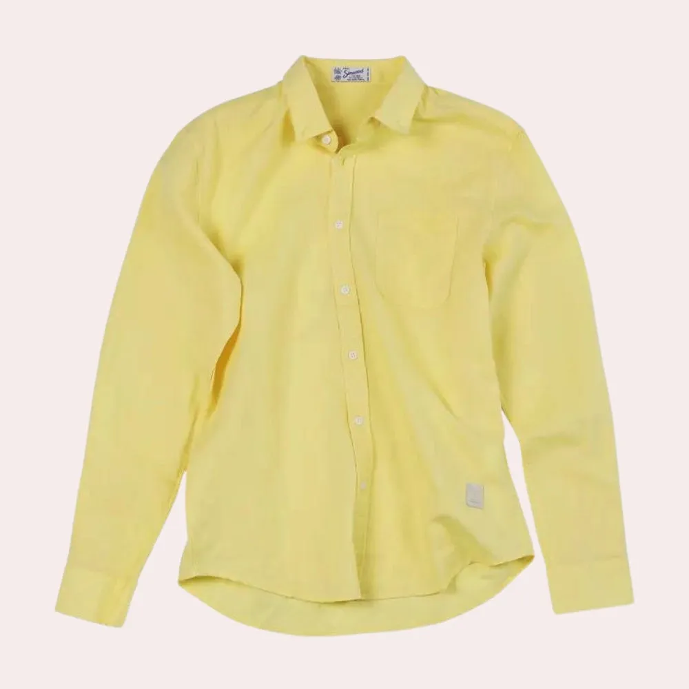 Men's Yellow Linen Shirt - Lightweight, Breathable, Tailored Fit