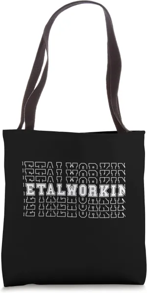 Metalworking Stacked Word Art Design Tote Bag