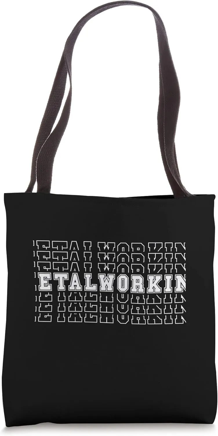 Metalworking Stacked Word Art Design Tote Bag