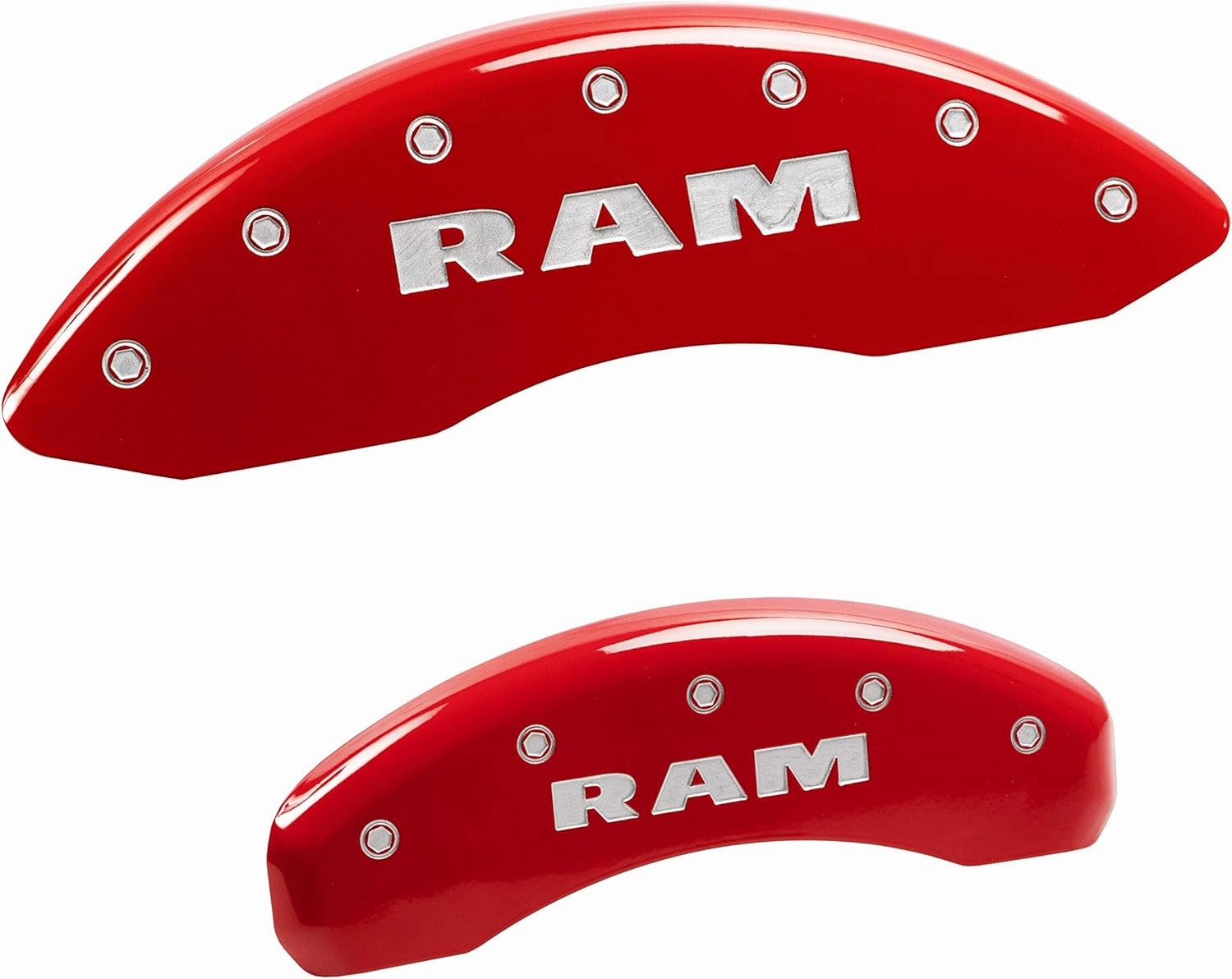 MGP Caliper Covers - Brake Caliper Covers 2011-2018 Ram 1500 2013-2023 Ram 1500 Eco Diesel 2019-2021 Ram 1500 Classic 2022-2023 Ram 1500 Classic (55001s) Front and Rear Set - Ram Logo - Red