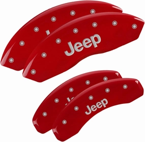 MGP Caliper Covers - Brake Caliper Covers 2018-2021 Jeep Wrangler - Front and Rear Set - Red