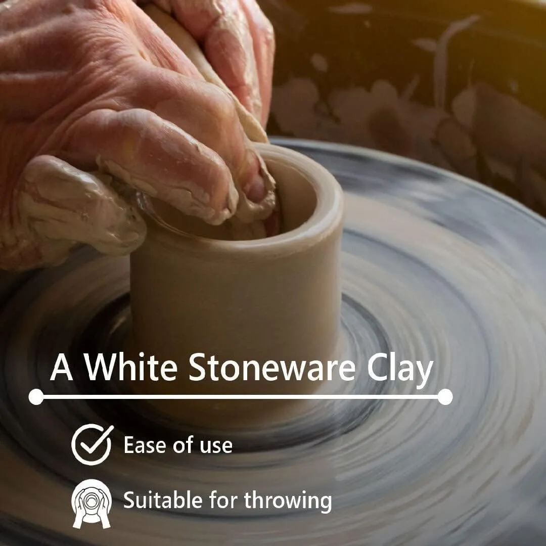 Mid High Fire White Stoneware Clay for Pottery | Cone 5-10 | Ideal for Wheel Throwing, Hand Building, Sculpting | Great for All Skill Levels | Greenware Clay, 10 lbs.