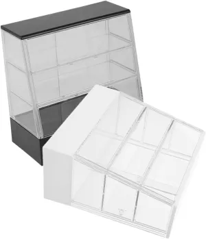 Milisten 3sets Mini Cake Display Cabinet White Black Dollhouse Furniture Decor Safe Materials for Play Elegant Design for Mini Kitchen Layout Cute Dollhouse Accessories 2pcs*3