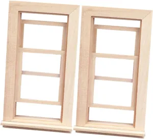 Milisten Wooden Dollhouse Windows 2pcs 1:12 Scale Miniature Window Frames for DIY and Imaginative Play