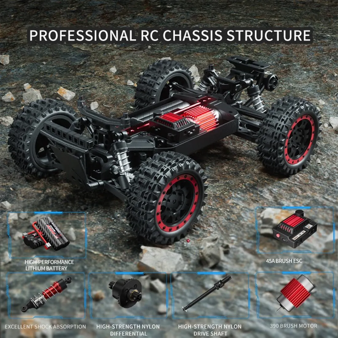 Mini RC Off-Road Car, S912 1/16 Scale 2.4G 4WD Brushed Full-Proportional High-Speed RC Drift Car, with 7 Colors Lights and Flashing Effects, Gifts for Adults and Teens (Green)