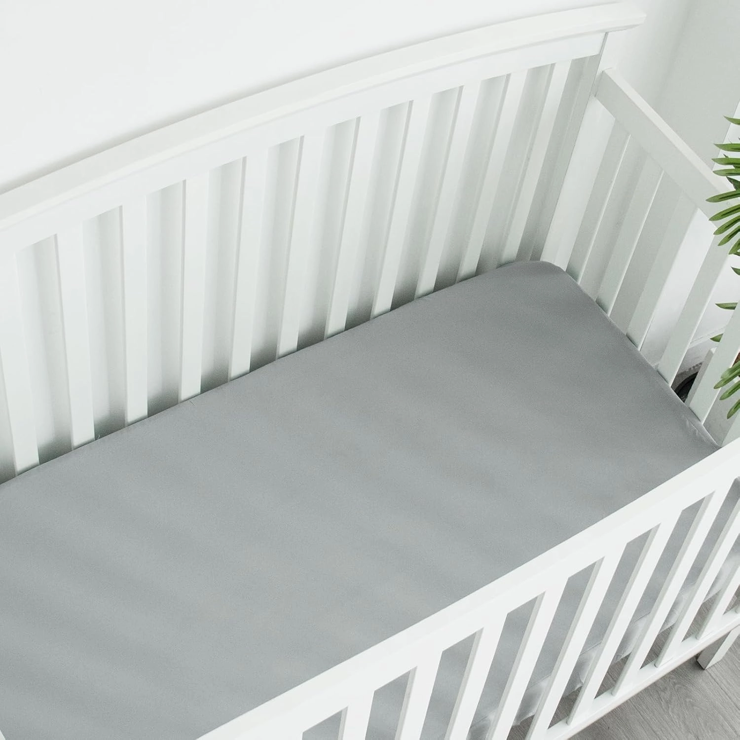 Mini Crib Sheets 4 Pack for Baby Boys & Girls, Neutral Mini Crib Sheet Fitted 38'' x 24'' for Standard Mini Mattress, Ultra Soft Material Baby Sheet, Grey Leaf
