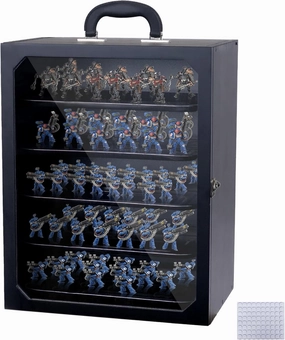 Miniature Storage Case,Miniature Carrying Case for Collectibles Miniatures,Wooden Display Cases with 5 Trays and a Piece of Double-Sided Adhesive Dots,Clear View Miniatures Transport Case,Black