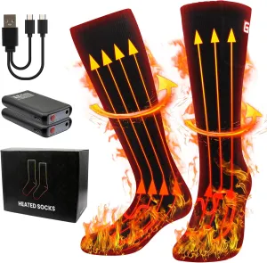 MMlove Heated Socks for Men Women, 3 Heat Settings, 4000mAh Battery, Electric Heated Socks, Rechargeable Smart Foot Warmers, Washable for Camping Fishing Skiing Hiking