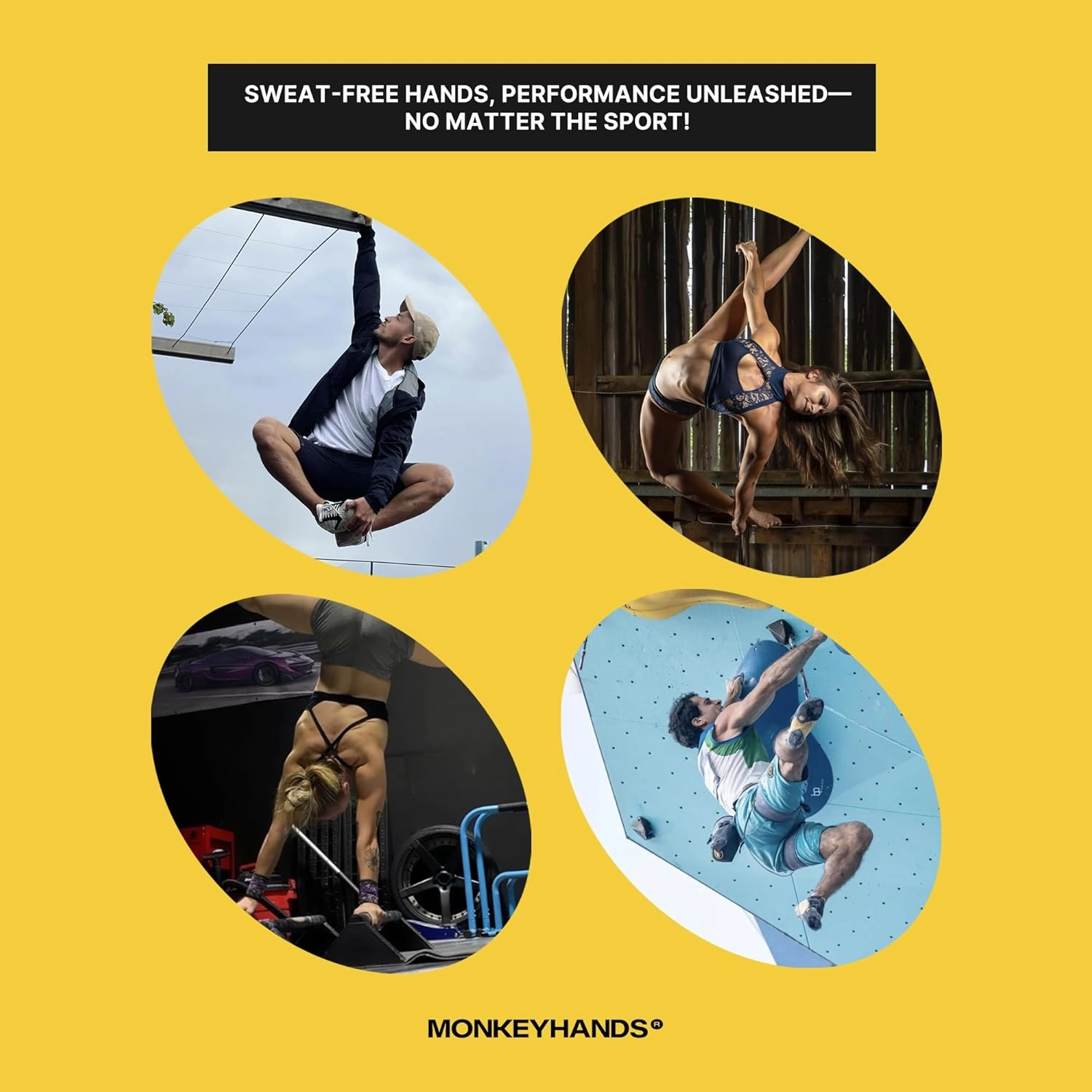 MonkeyHands Gel Grip Pole Dance, Calisthenics, Rings, Parkour, Gymnastics, Padel, Tennis and More - High Performance - Skin Friendly, Vegan