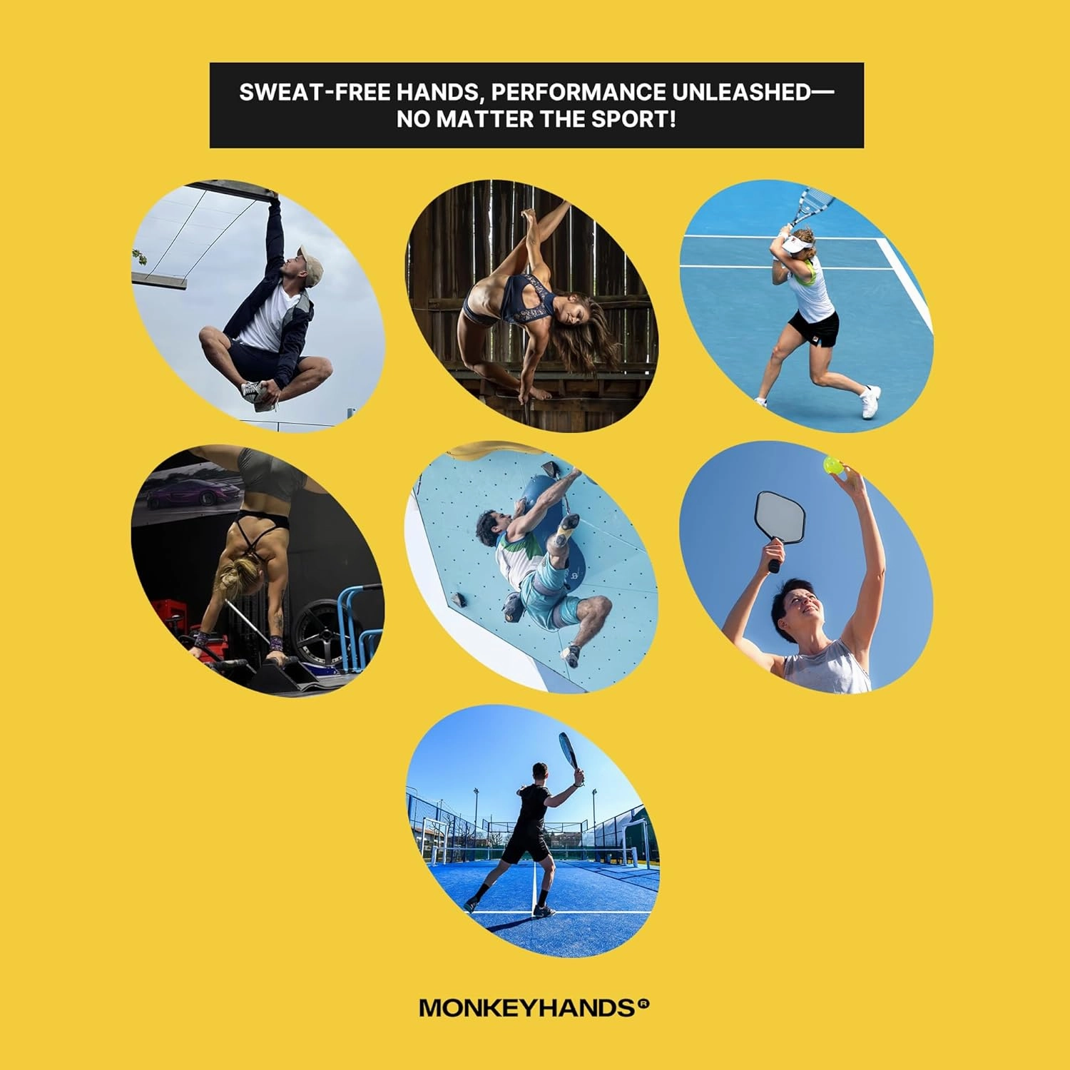 MonkeyHands Gel Grip Pole Dance, Calisthenics, Rings, Parkour, Gymnastics, Padel, Tennis and More - High Performance - Skin Friendly, Vegan