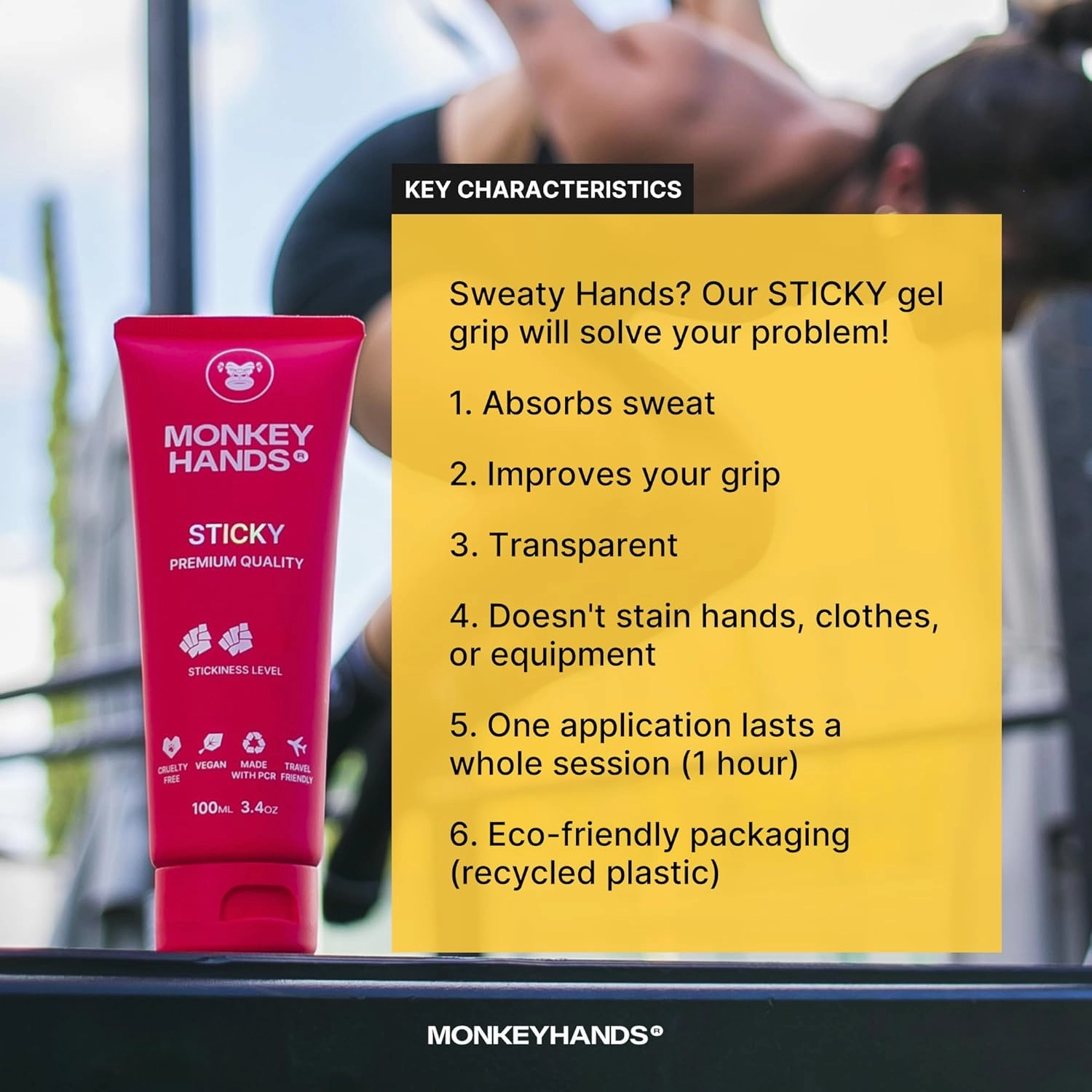 MonkeyHands Gel Grip Pole Dance, Calisthenics, Rings, Parkour, Gymnastics, Padel, Tennis and More - High Performance - Skin Friendly, Vegan