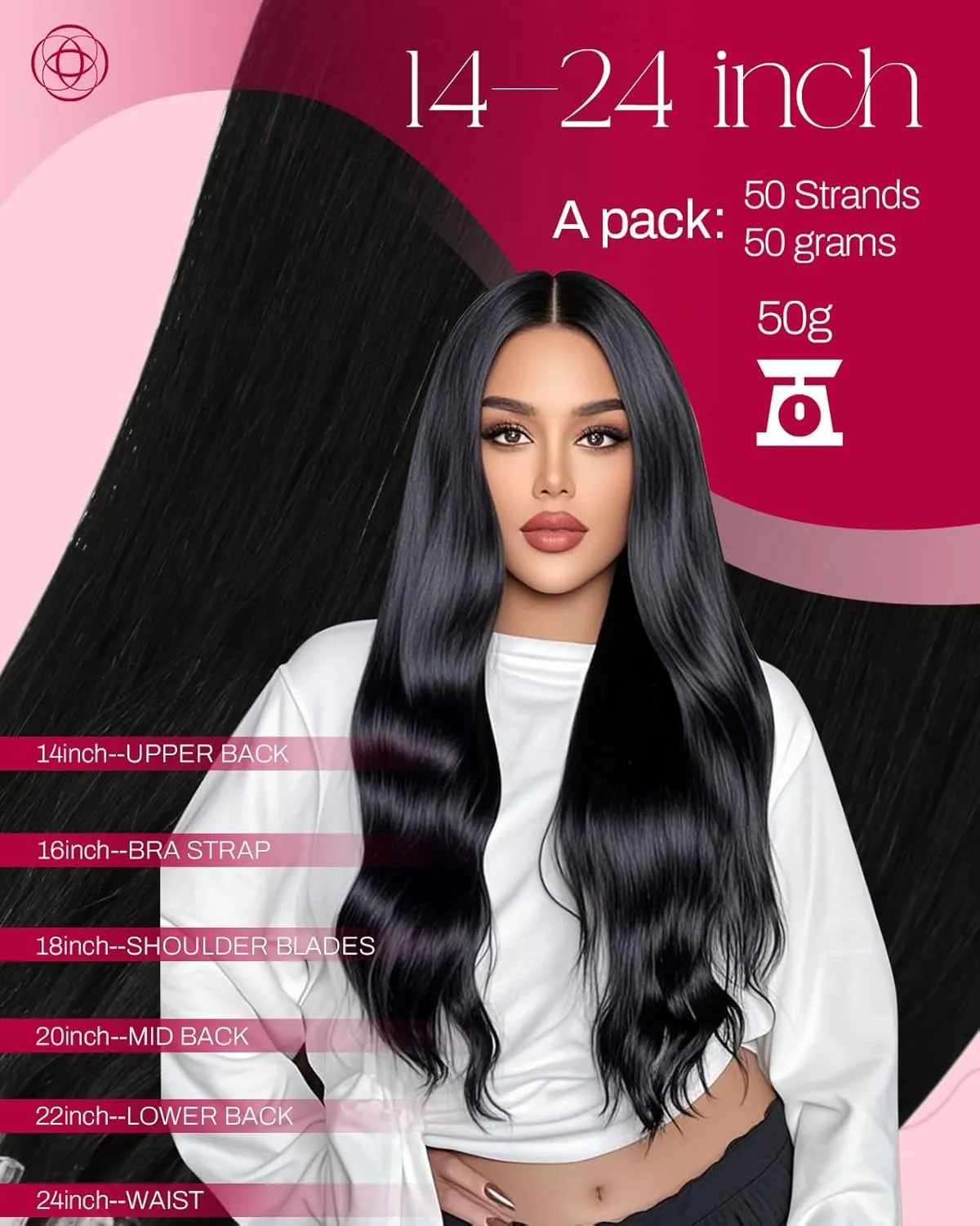 Moresoo Microlink Hair Extensions Human Hair Natural Black Micro Beads Hair Extensions Human Hair 14 inch Straight Silky Micro Loop Extensions for Wedding 50G/50S