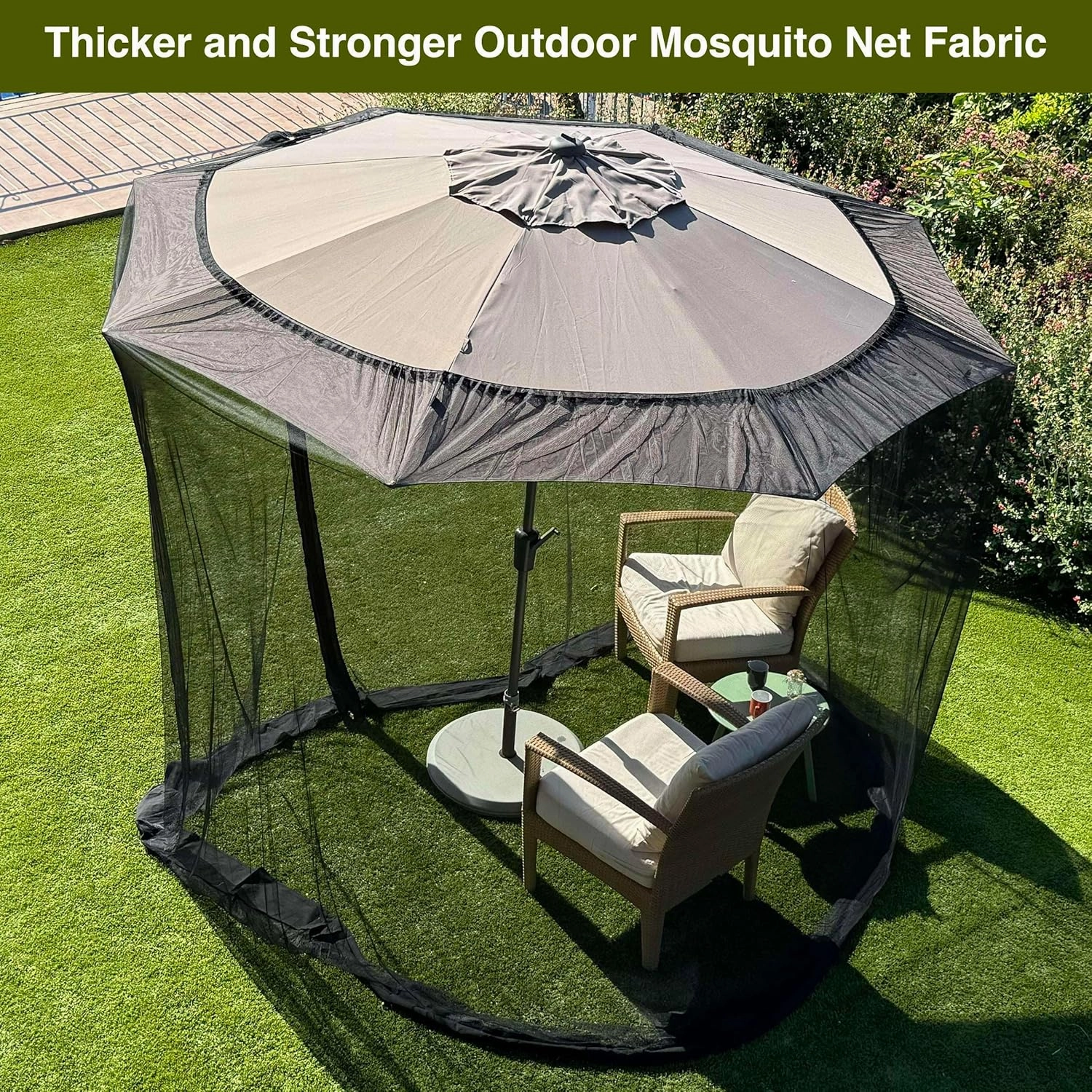 Mosquito Net for Umbrella 7.5 FT | Large Sizes & Fabric Designed for Outdoors | Insect House Screen Netting for Patio, Porch & Garden Terrace | Outside Canopy Bug & Fly Protection Enclosure