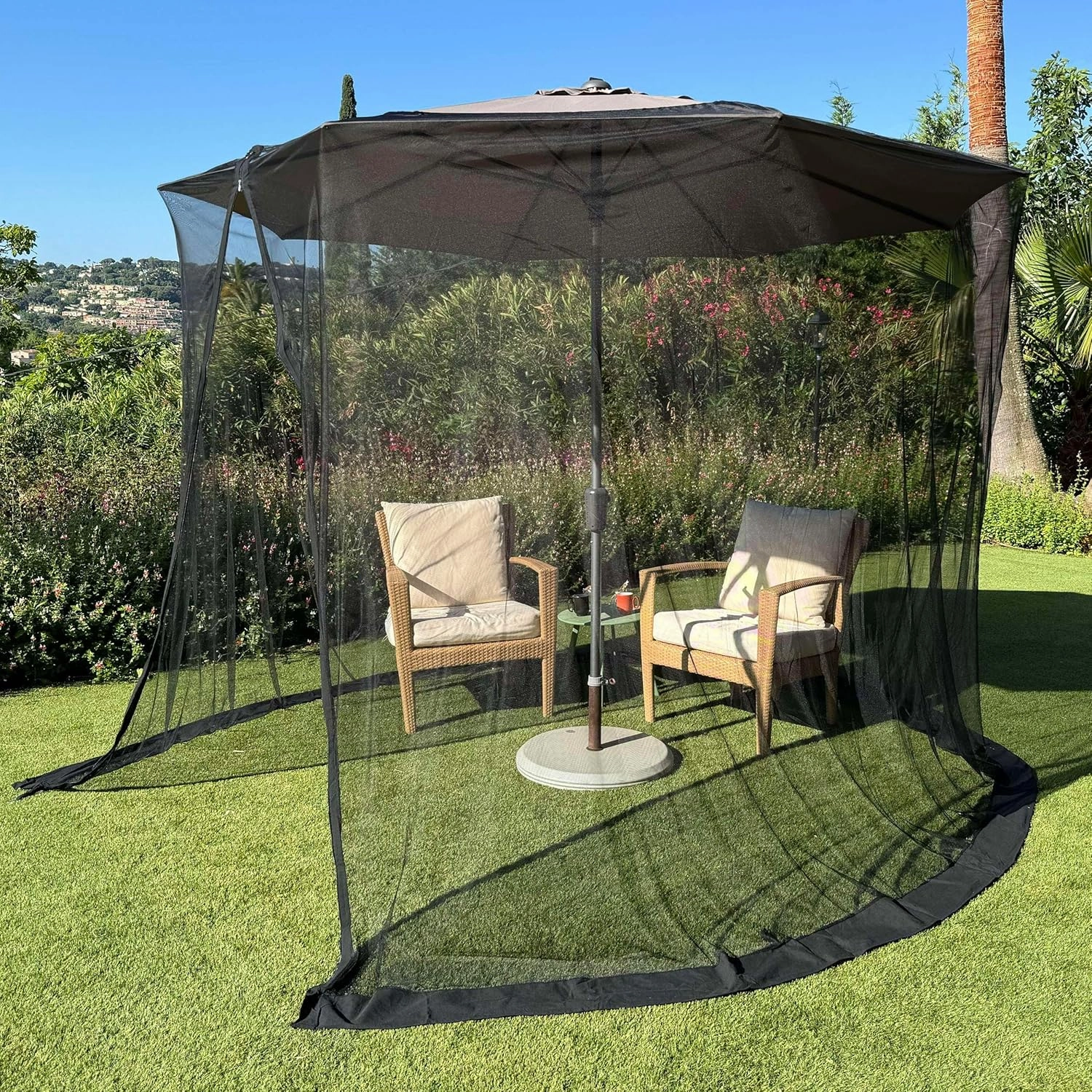 Mosquito Net for Umbrella 7.5 FT | Large Sizes & Fabric Designed for Outdoors | Insect House Screen Netting for Patio, Porch & Garden Terrace | Outside Canopy Bug & Fly Protection Enclosure