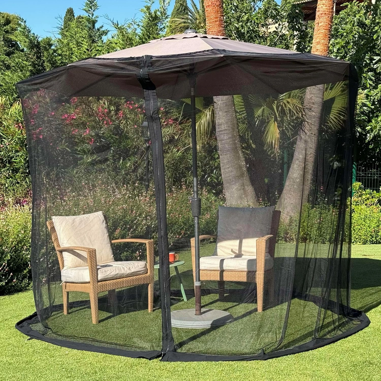 Mosquito Net for Umbrella 7.5 FT | Large Sizes & Fabric Designed for Outdoors | Insect House Screen Netting for Patio, Porch & Garden Terrace | Outside Canopy Bug & Fly Protection Enclosure