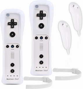 Motion Plus Wii Controllers 2Packs with Nunchucks, Wii Remote Controllers Compatible for wii and Wii U with Built in Motion Plus