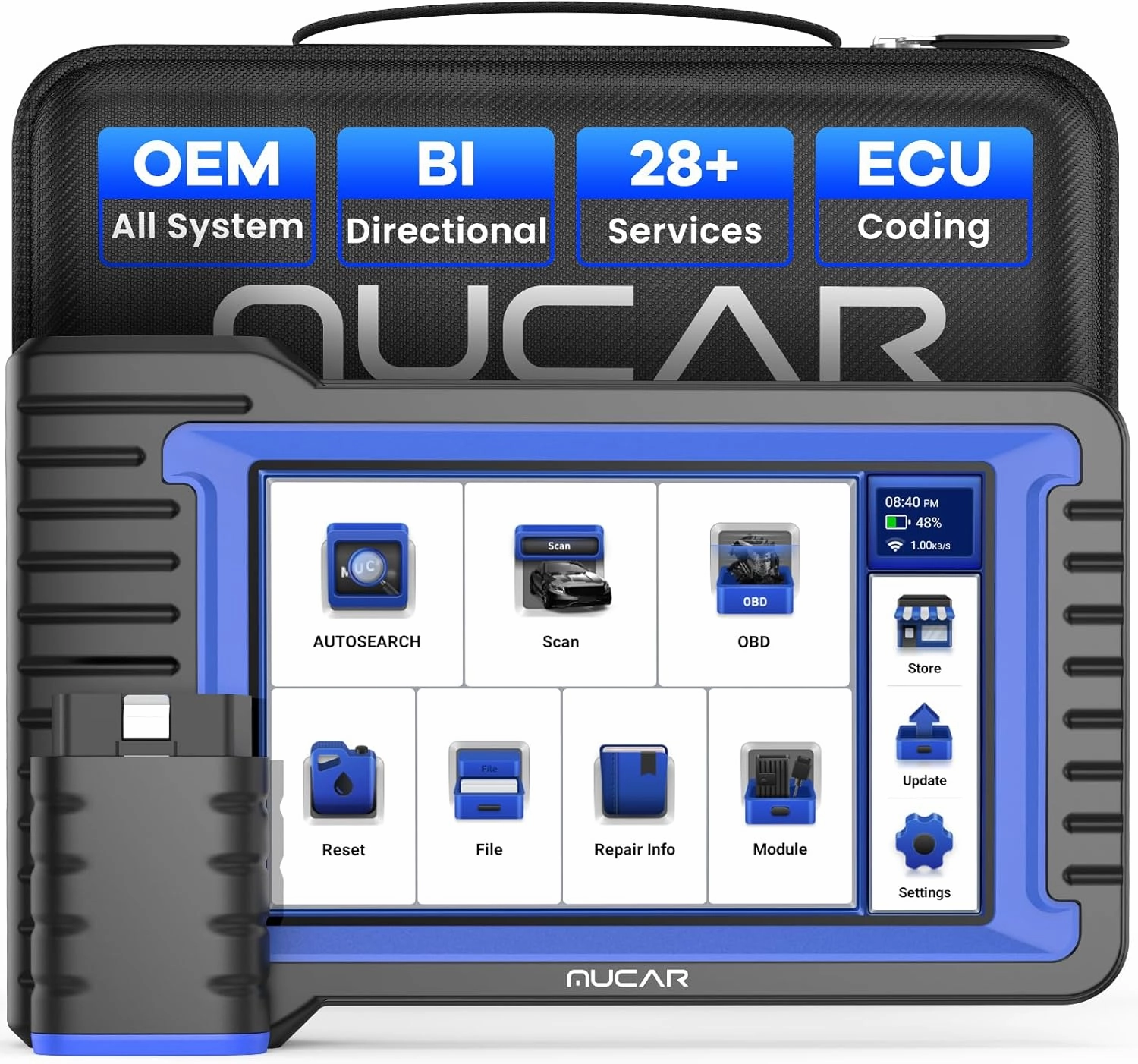 MUCAR OBD2 Scanner Diagnostic Tool, Bidirectional Scan Tool, All Systems 28  Reset, Obd2 Scanner Bluetooth for Car with Active Test ECU Coding, FCA Autoauth, Lifetime Free Update