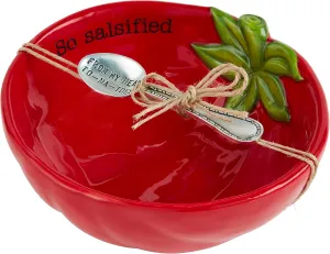 Mud Pie Fiesta Dip Bowl Set, Tomato, 5" X 6" | Spoon 3 1/2"
