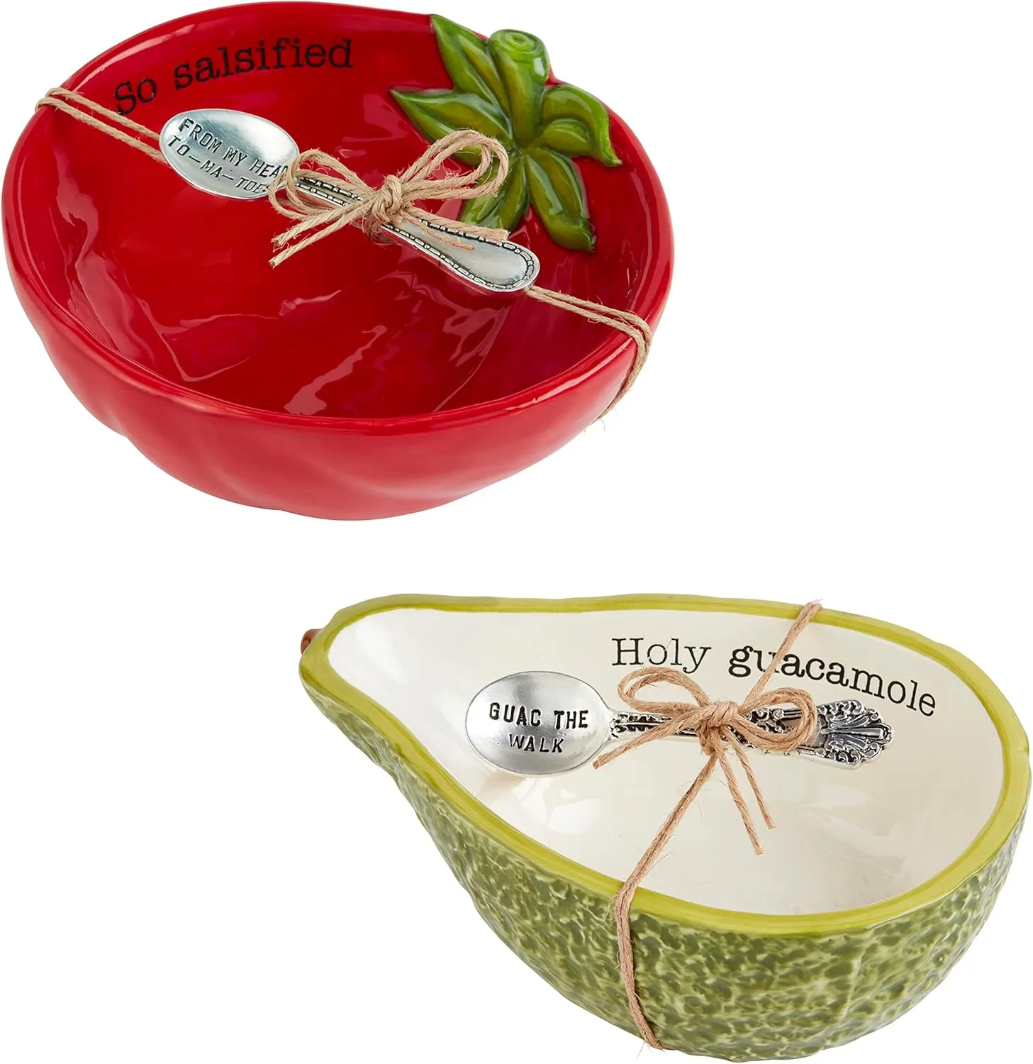 Mud Pie Fiesta Dip Bowl Set, Tomato, 5" X 6" | Spoon 3 1/2"