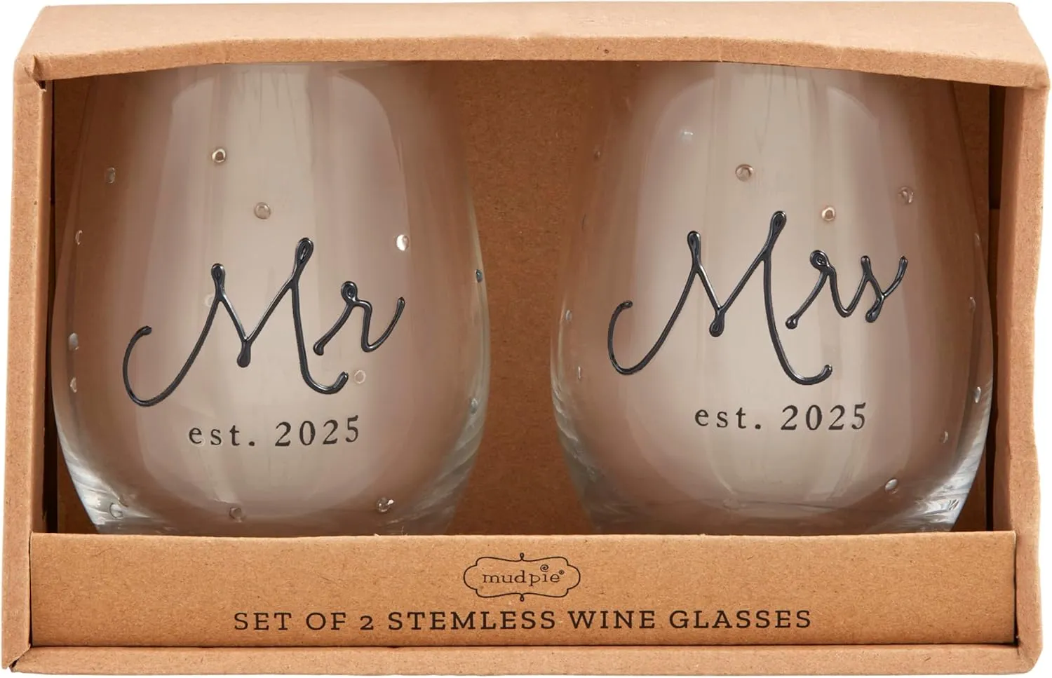 Mud Pie Mrs Est Glass Set 16 oz DRINKWARE