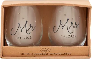 Mud Pie Mrs Est Glass Set 16 oz DRINKWARE