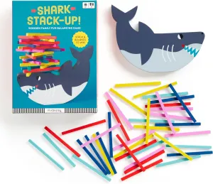 Mudpuppy Shark Stack Up – Shark Themed Wooden Balancing Game for Motor Skill and Dexterity Building for Children Ages 4 and Up, 2  Players