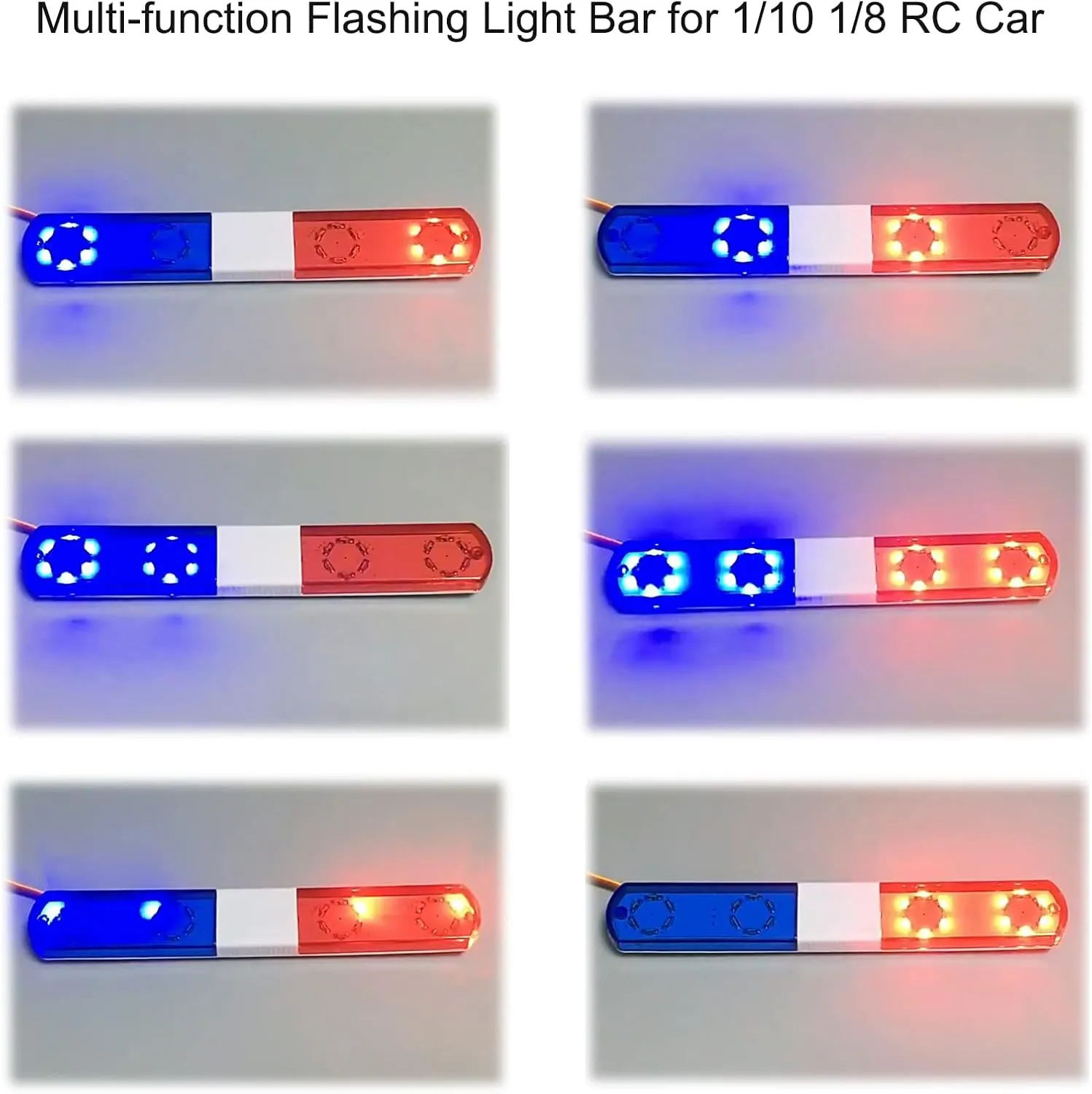 Multi-Function LED Police Flash Light Bar Lamp for 1/10 1/8 1/12 RC Model Car WPL D12 HSP TRX4 Tamiya CC01 D90 SCX10