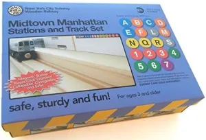 Munipals New York City Subway Wooden Railway Midtown Manhattan Stations and Track Set–Child Safe and Tested