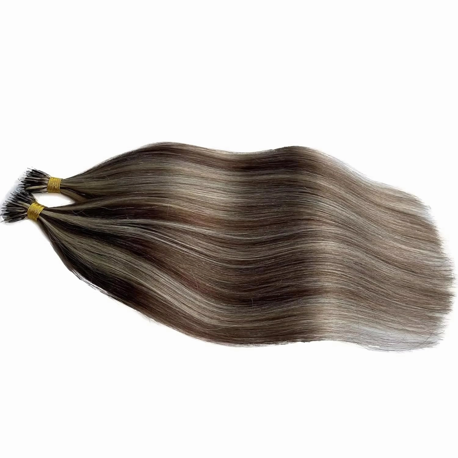 Nano Ring Hair Extensions 100% Human Hair Highlight Piano Color #4/613 Nano Bead Hair Extensions Straight 100G Nano For Women 1G/strand (100 Strands, 20inch)