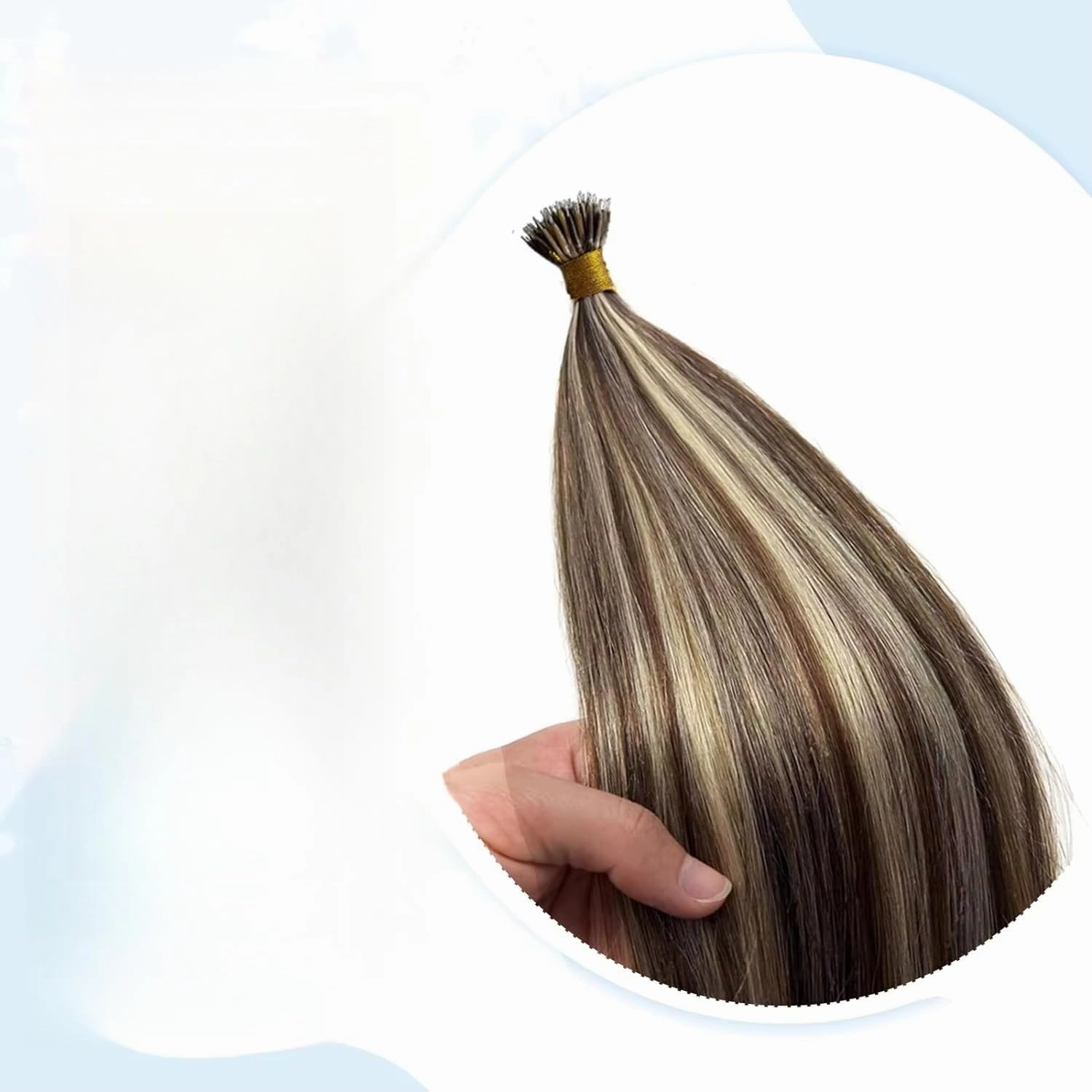 Nano Ring Hair Extensions 100% Human Hair Highlight Piano Color #4/613 Nano Bead Hair Extensions Straight 100G Nano For Women 1G/strand (100 Strands, 20inch)