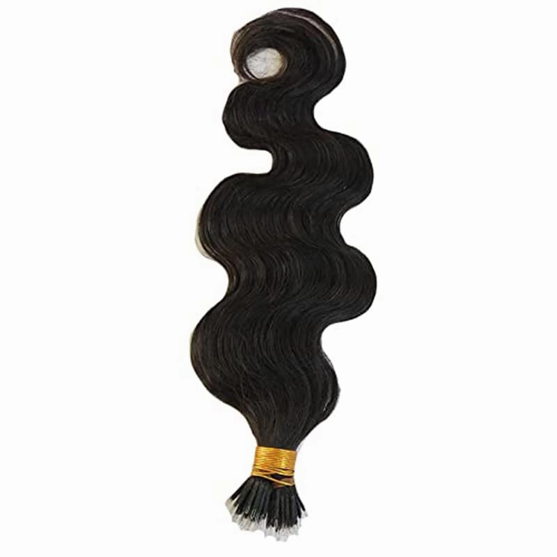 Nano Ring Real Human Hair Extensions Brazilian Body Wave 100% Remy Hair Nano Bead Hair Extensions for Women(22INCH #4 Medium Brown)