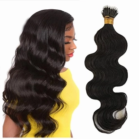 Nano Ring Real Human Hair Extensions Brazilian Body Wave 100% Remy Hair Nano Bead Hair Extensions for Women(22INCH #4 Medium Brown)