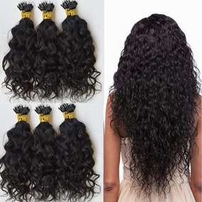 Nano Ring Real Human Hair Extensions Brazilian Loose Wave 100% Remy Hair Nano Bead Hair Extensions for Women (24inch 100strand, Natural black)