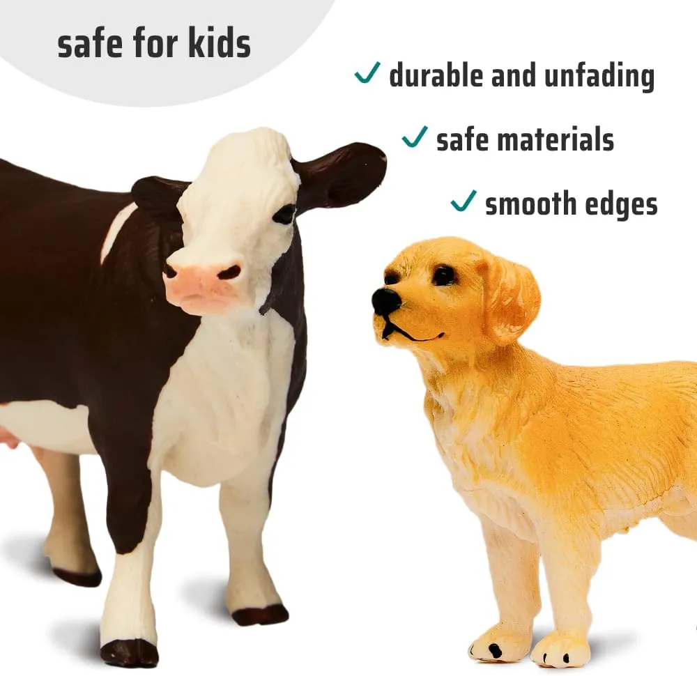 Narratoys Farm Animal Figures for Toddlers with Book & Audio - 6 Realistic Plastic Farm Toys Set with Horse, Cow, Dog, Goat, Hen - Educational Figurines for Kids 18  Months