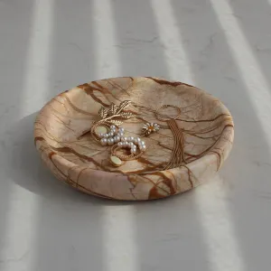 Natural Pink Marble Jewelry Dish 5.5", Trinket Dish for Ring Earring, Gift for Woman Daugther