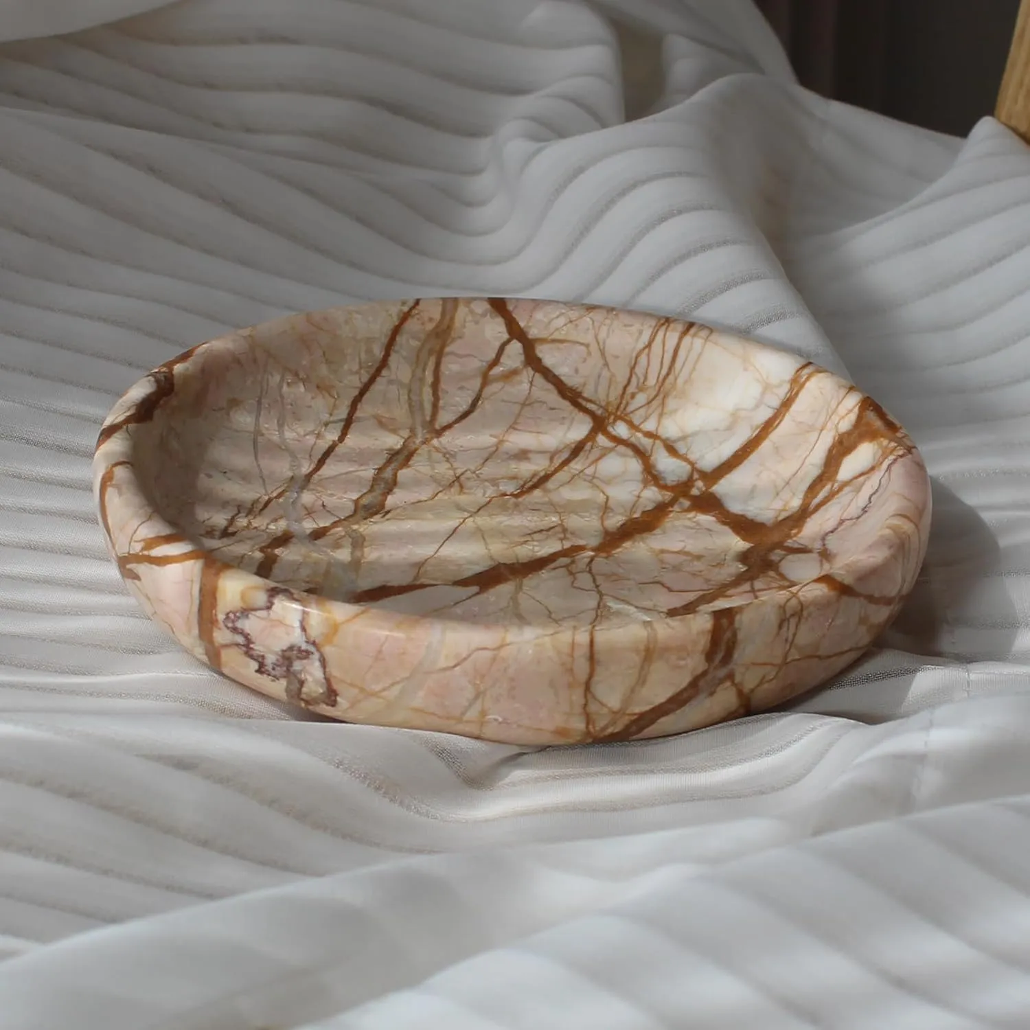 Natural Pink Marble Jewelry Dish 5.5", Trinket Dish for Ring Earring, Gift for Woman Daugther