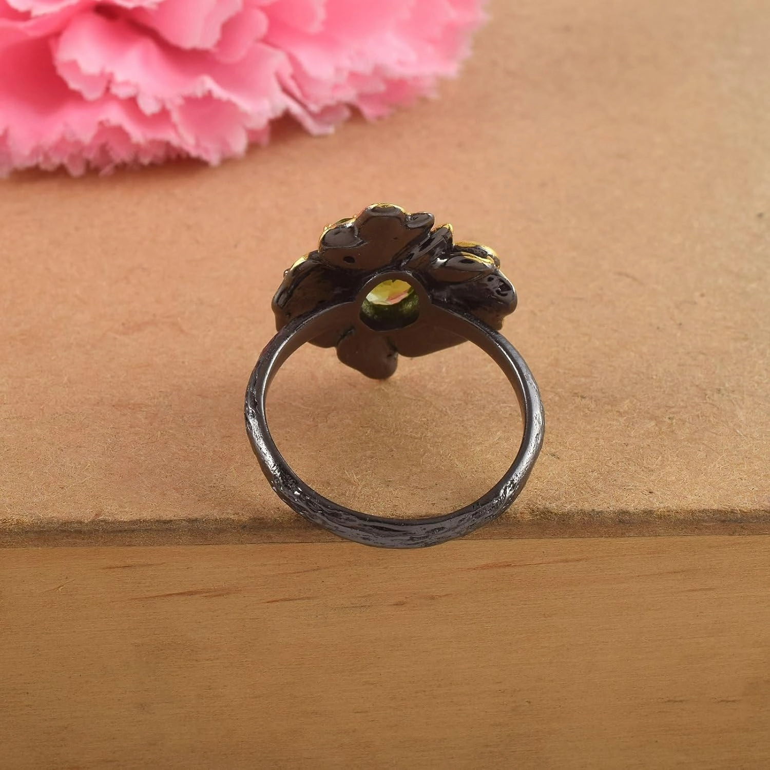 Natural Gemstone 925 Sterling Silver Black Rhodium Gold Plated Prong Setting Cocktail Ring Handmade Jewelry For Women SC_006