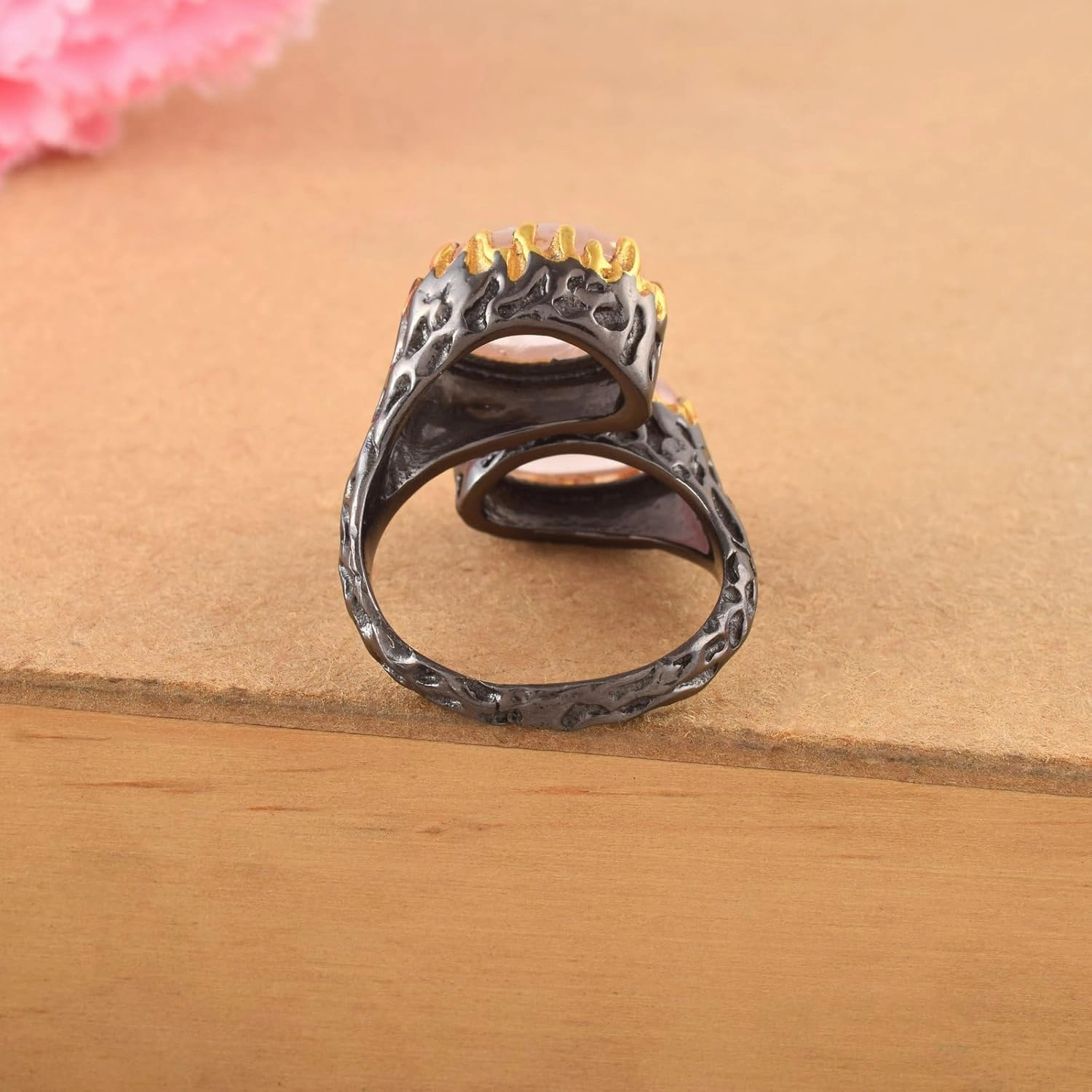 Natural Multi Gemstone 925 Sterling Silver Black Rhodium Gold Plated Prong Setting Toi et Moi Ring Artisan Handcrafted Designer collection SC_002