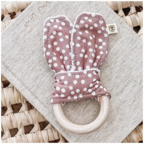 Natural wood & Bunny Ear Teething Ring - Musk Spot