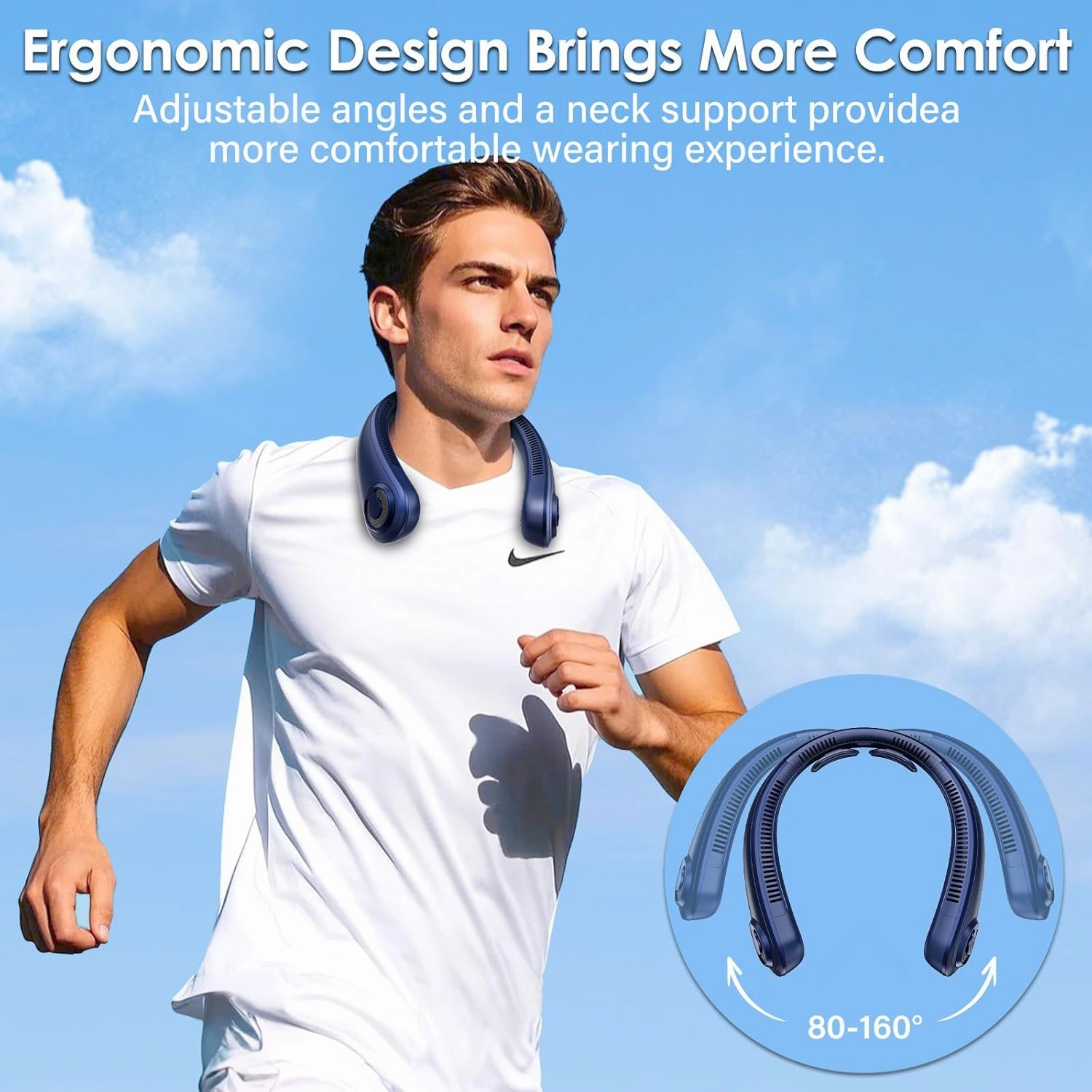 Neck Fans that Blow Cold Air - Portable Rechargeable Personal Cooling Wearable Neck Fan With 5 Speeds, Neck Support, USB Bladeless Lightweight Fan for Hot Flashes, Disneyland, Travel, Women, Men