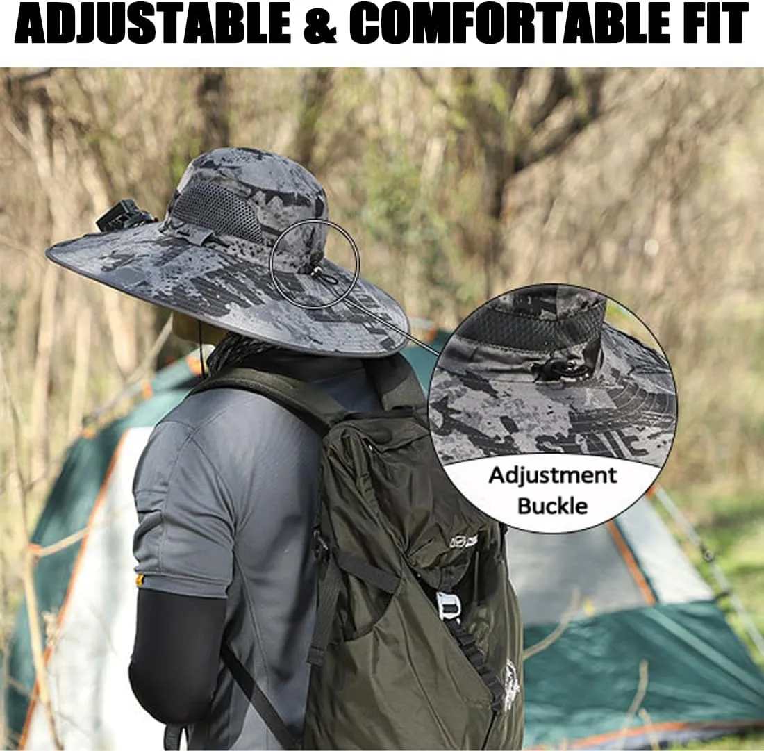 New Colitt Fishing Hat with Built in Fan for Men Women, Wide Brim Solar Fan Hat Outdoor Fishing, UPF 50  Powered Fan Hat