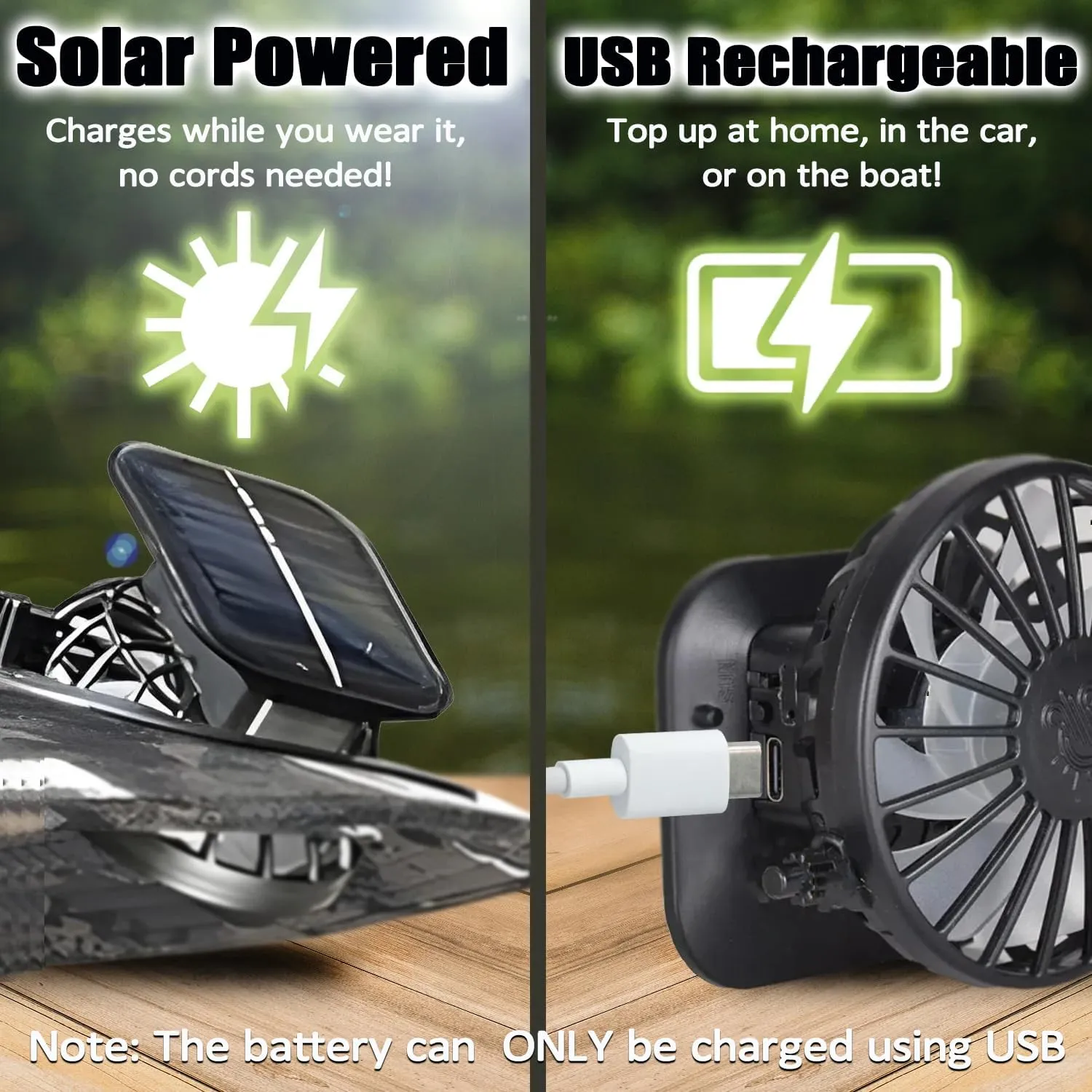 New Colitt Fishing Hat with Built in Fan for Men Women, Wide Brim Solar Fan Hat Outdoor Fishing, UPF 50  Powered Fan Hat