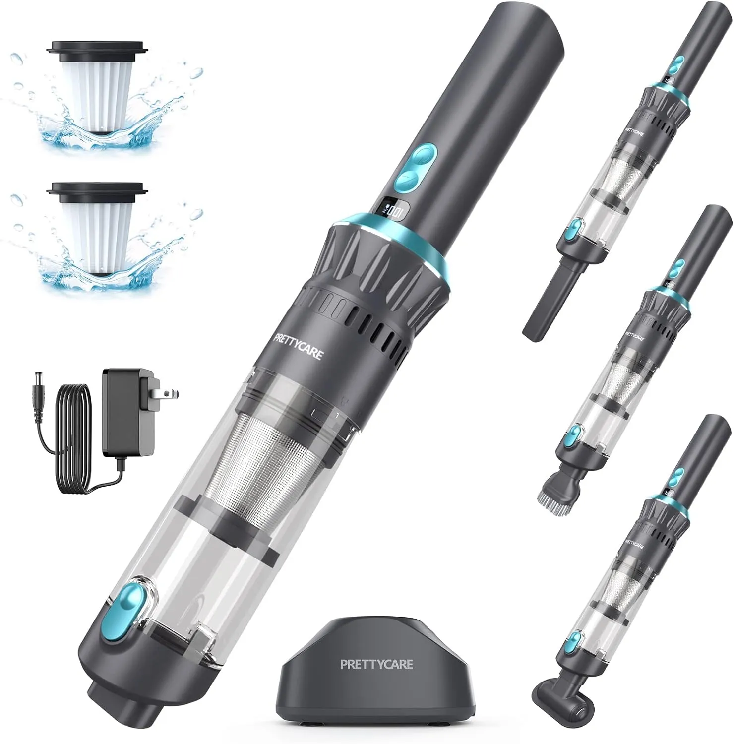 NEW PRETTYCARE 18Kpa Handheld Vacuum Cordless, Powerful Suction Home/Auto Vacuum Cleaner with LED Display, Charging Dock, 1.3 lbs Lightweight Mini Car Vacuum Cordless Rechargeable for Car, Home, Pet Hair
