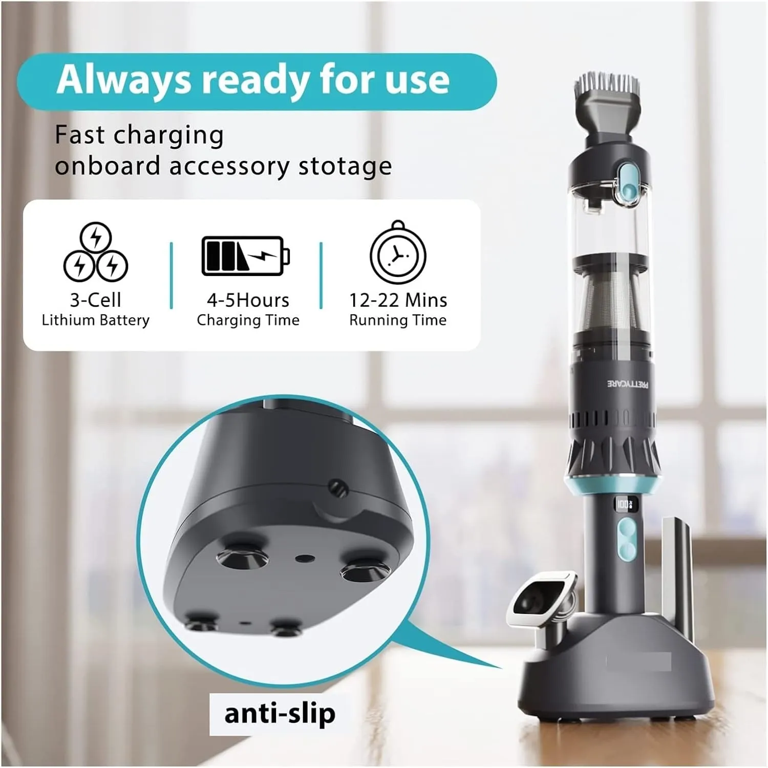 NEW PRETTYCARE 18Kpa Handheld Vacuum Cordless, Powerful Suction Home/Auto Vacuum Cleaner with LED Display, Charging Dock, 1.3 lbs Lightweight Mini Car Vacuum Cordless Rechargeable for Car, Home, Pet Hair