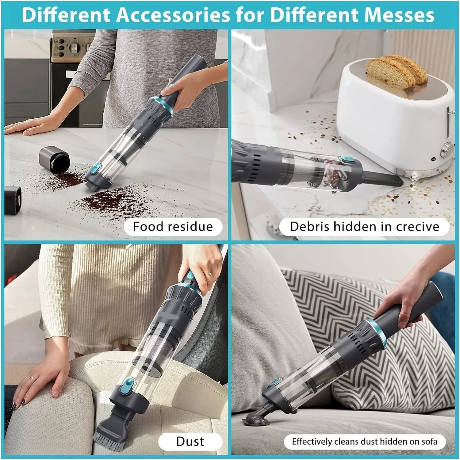 NEW PRETTYCARE 18Kpa Handheld Vacuum Cordless, Powerful Suction Home/Auto Vacuum Cleaner with LED Display, Charging Dock, 1.3 lbs Lightweight Mini Car Vacuum Cordless Rechargeable for Car, Home, Pet Hair