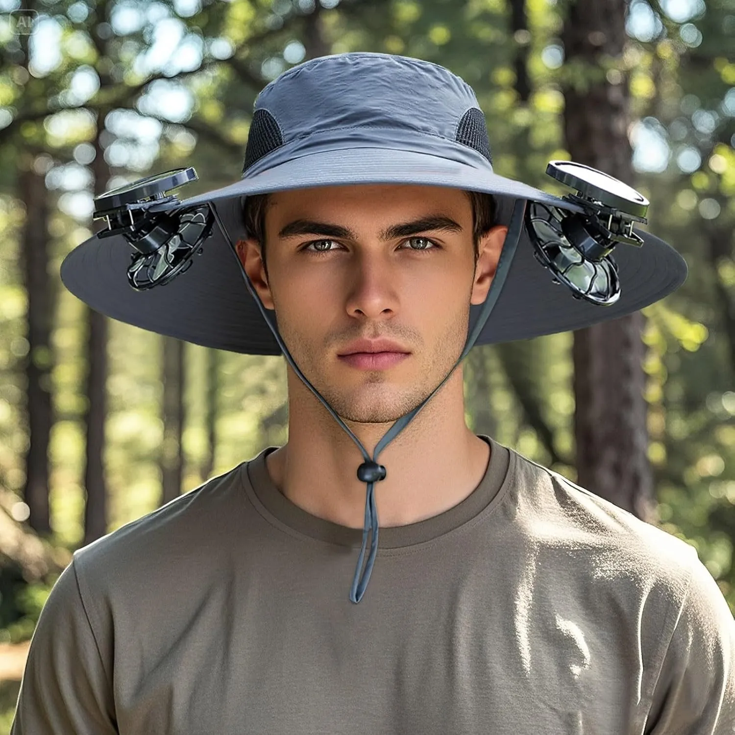 New Ultralight Solar Fan Sun Hat for Women & Men UPF 50  Sun with 2 Solar Fans Hats Camping Cool Wide Brim Bucket Hat