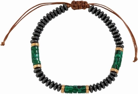 New 2026 Unisex 6Mm Green Natural Stone Beaded Bracelets For Men, Black Power Balance Beads Wristband, Adjustable Anklet Chain Decoration Jewelry Luxury With You Accessories Trendy For Women And Men